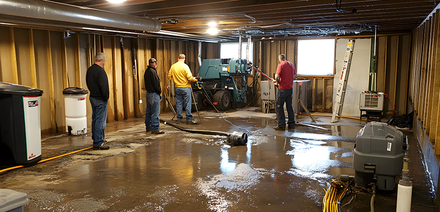 Cleaning Sewage From Basement Floor in Ellijay